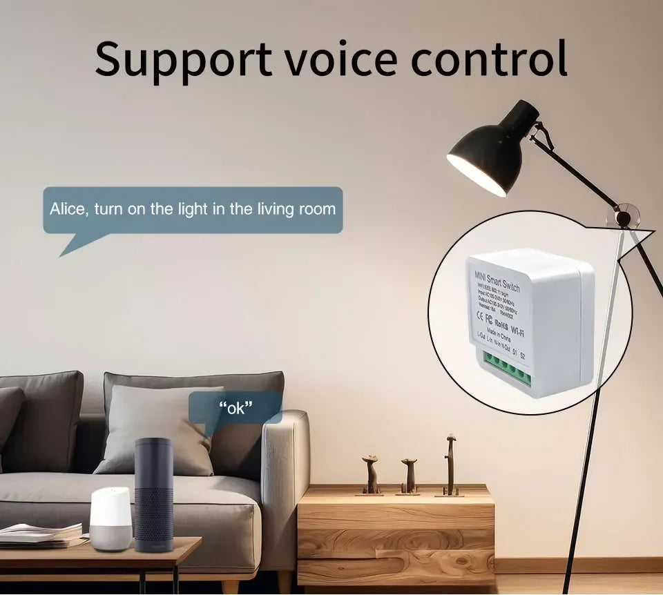 20A 16A Smart WiFi Switch Cozylife APP Remote Control Breaker Module 100-240V Wireless Light Switch Works with Alexa Google Home