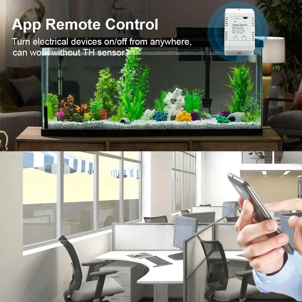 Smart Temperature Humidity Wifi Switch 10A 2000W Intelligent Monitoring Thermostat Compatible with Ewelink Alexa Google Home