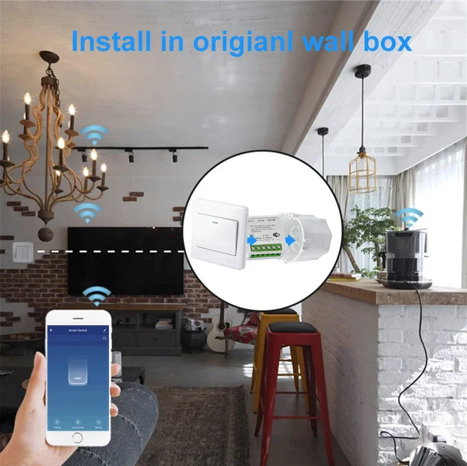 Tuya Smart WiFi Switch 16A 20A Breaker RF433Mhz Relay Module 2-way Control Smart Life APP Remote Support Alexa Google Home