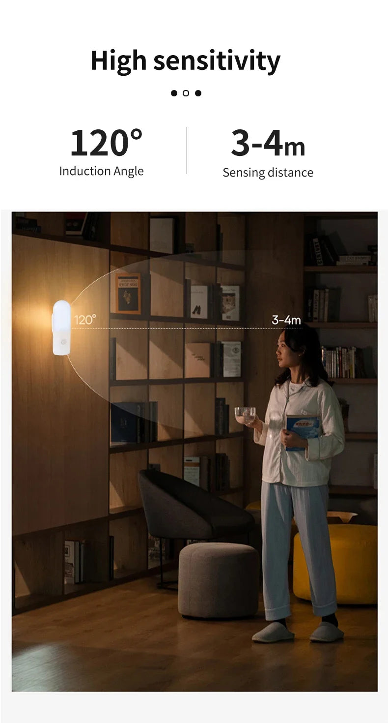 3 Colors Dimmable Spotlights 2 in 1 LED Night Light with Motion Sensor Rechargeable Magnetic Wall Lamp for Bedroom Hallway Stair