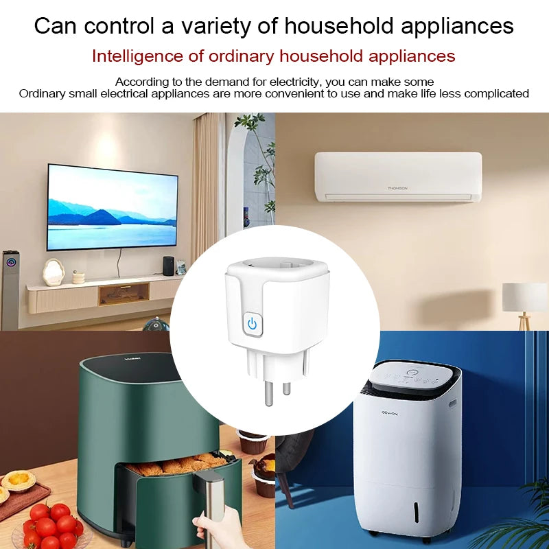 Tuya Matter EU Smart Plug 16A with Energy Consumption Tracking, Compatible with Apple HomeKit, Google Home, and Alexa