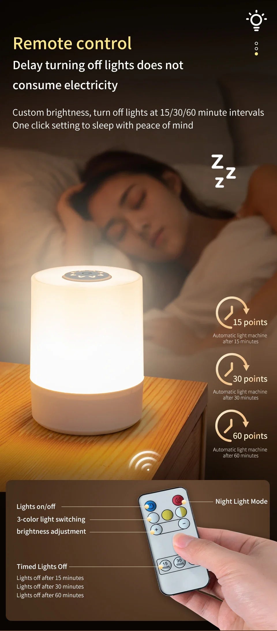 Bedside LED Touch Night Lights Dimmable Rechargeable Desktop Table Lamp For Reading Desk Bedroom Bedside Decoration Lighting