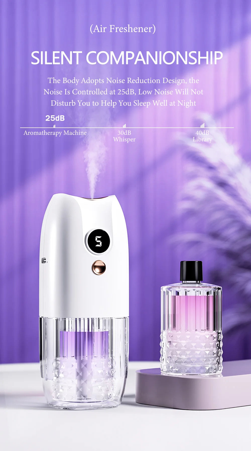 Multi-functional rechargeable portable aroma diffuser essential oil diffuser timer air freshener car home living room bathroom
