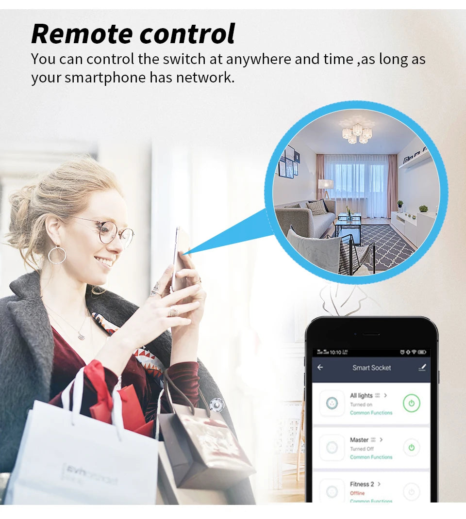 Tuya Wifi Smart Plug EU 16/20A with Power Monitor Function Wireless App Voice Remote Control Socket Works with Alexa Google Home