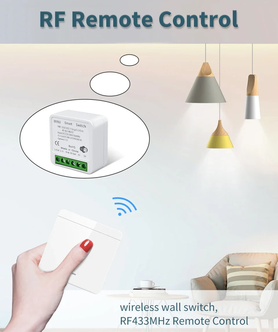 Wifi Smart Switch for Led Lighting Tuya Smart Life RF 433MHz Remote Voice Control Alexa Google Alice 1/2/3 Gang Wireless Switch