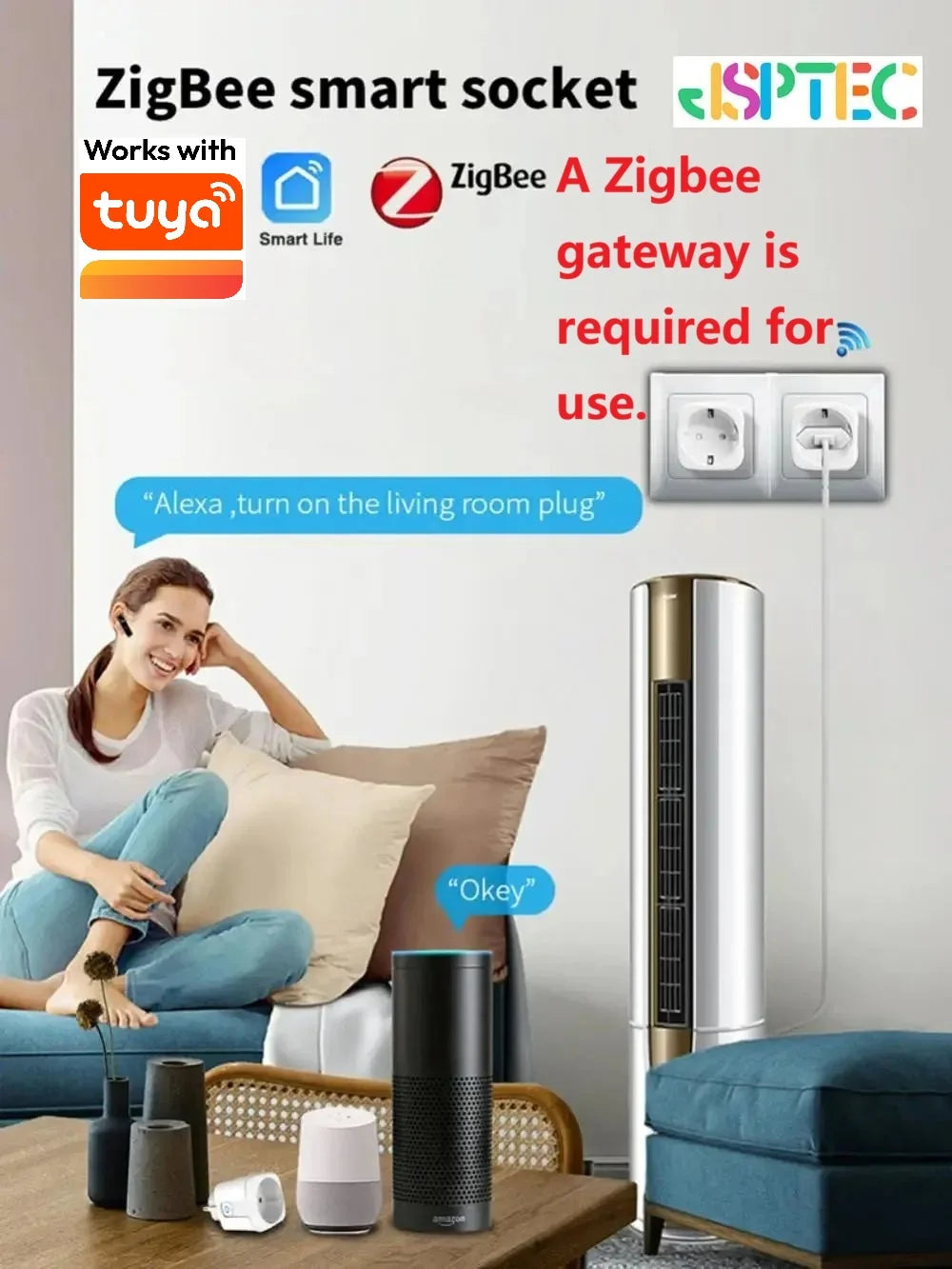 tuya Zigbee Smart Plug 20A EU Smart Socket With Power Monitoring Timing Function Voice Control Via Alexa Google Home Yandex
