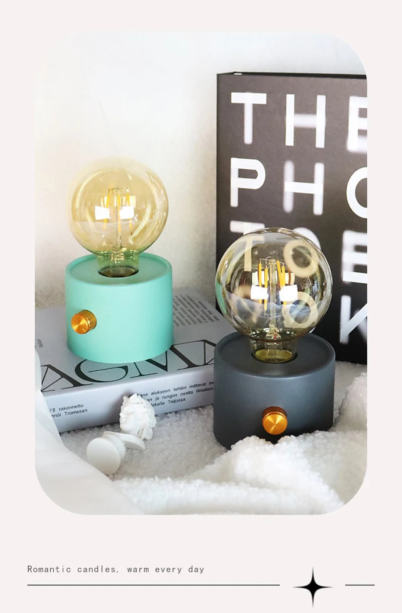 LED Night Light Battery Powered Bulb Lamp Desktop Office Light Retro Bulb Shape Night Light For Baby Room Bedroom Corridor Lamp