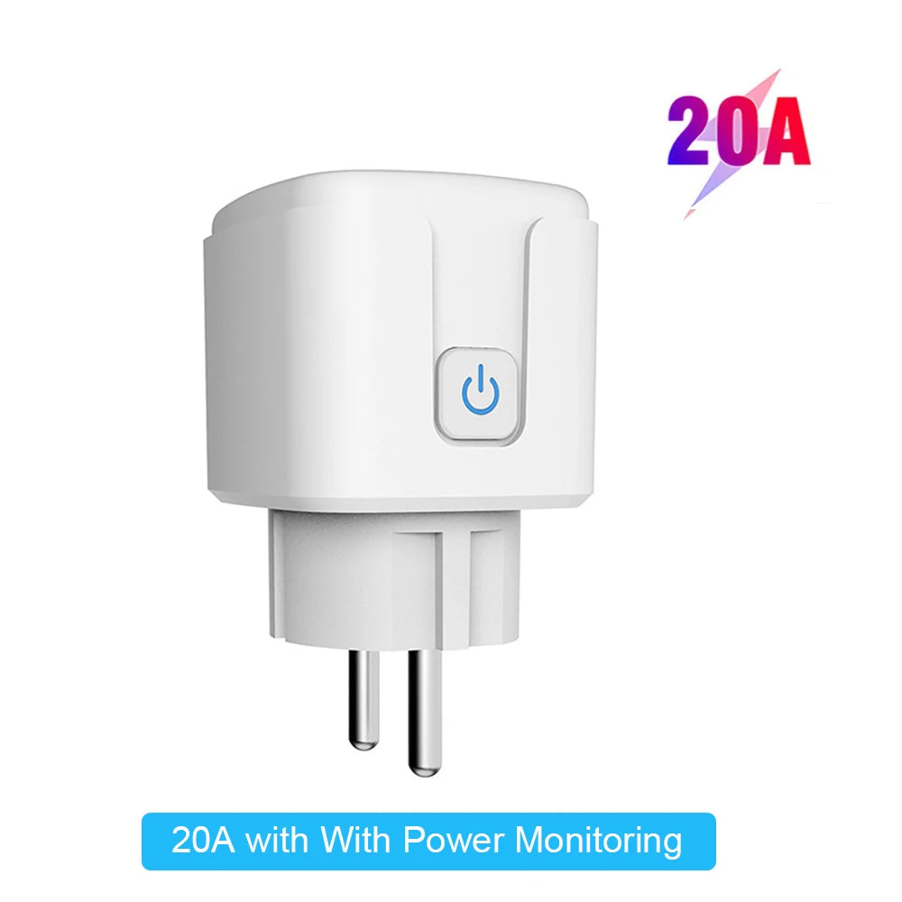 tuya Zigbee Smart Plug 20A EU Smart Socket With Power Monitoring Timing Function Voice Control Via Alexa Google Home Yandex