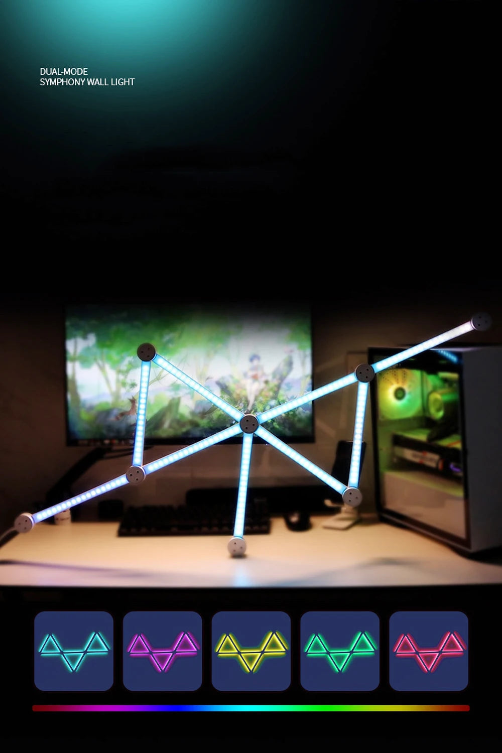 RGB LED Wall Lamp Smart WIFI APP DIY Free Splicing Atmosphere Night Light Music Rhythm TV Backlight Bedroom Game Room Decor Lamp