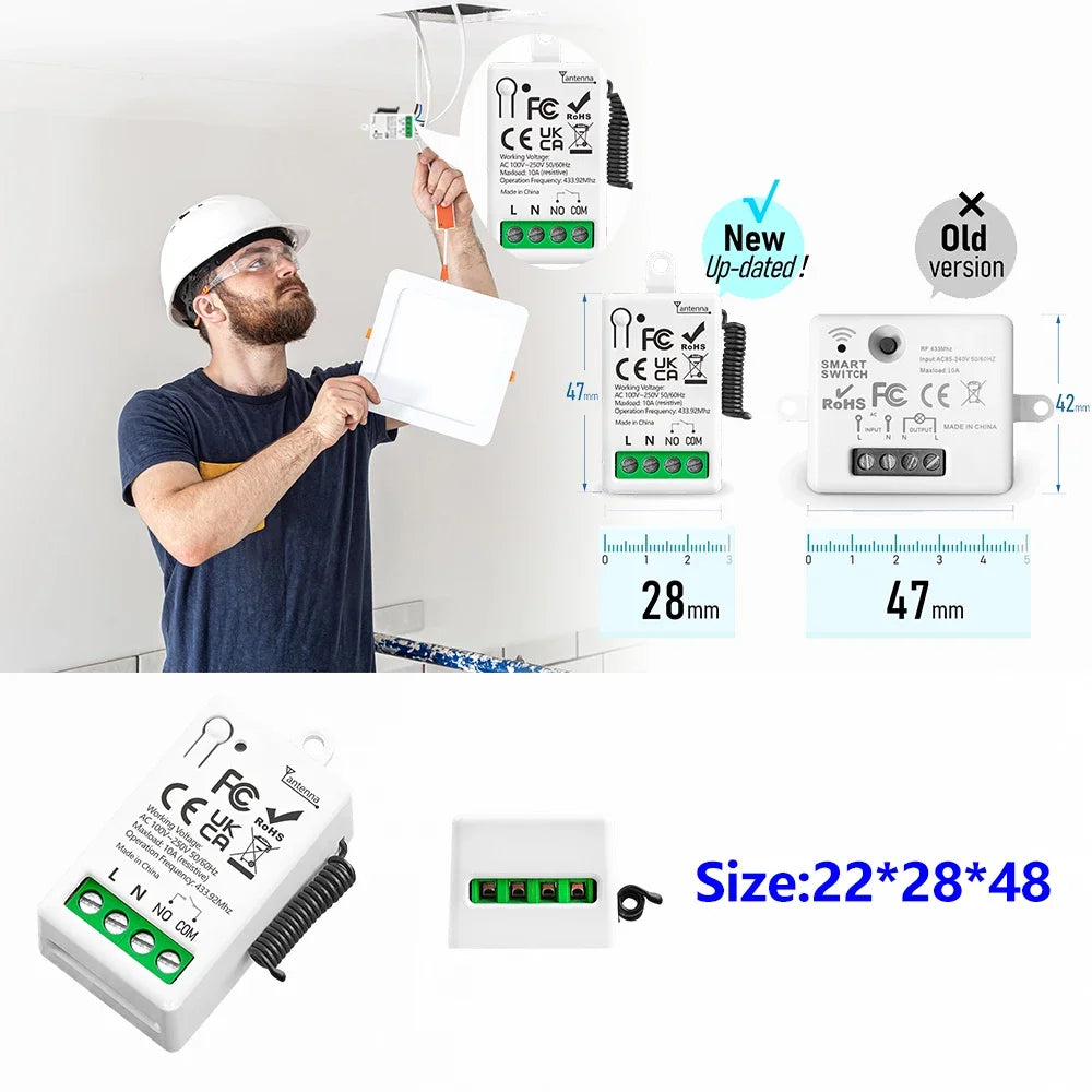 433MHz Smart Light Switch AC 110V 220V Receiver and 1/2/3Gang 86 Wireless Push Button Switch Transmit 50m for Home Improvement