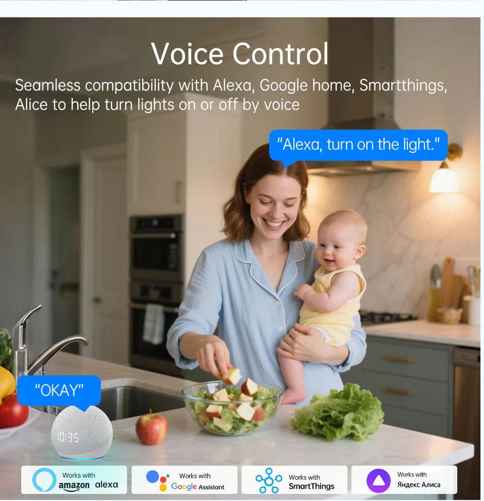 WiFi RF 433mhz Touch Wall Light Smart Switch 1 2 3 4 Gang Wireless Switch 220V with no Neutral EU Work Witch Tuya Alexa Google