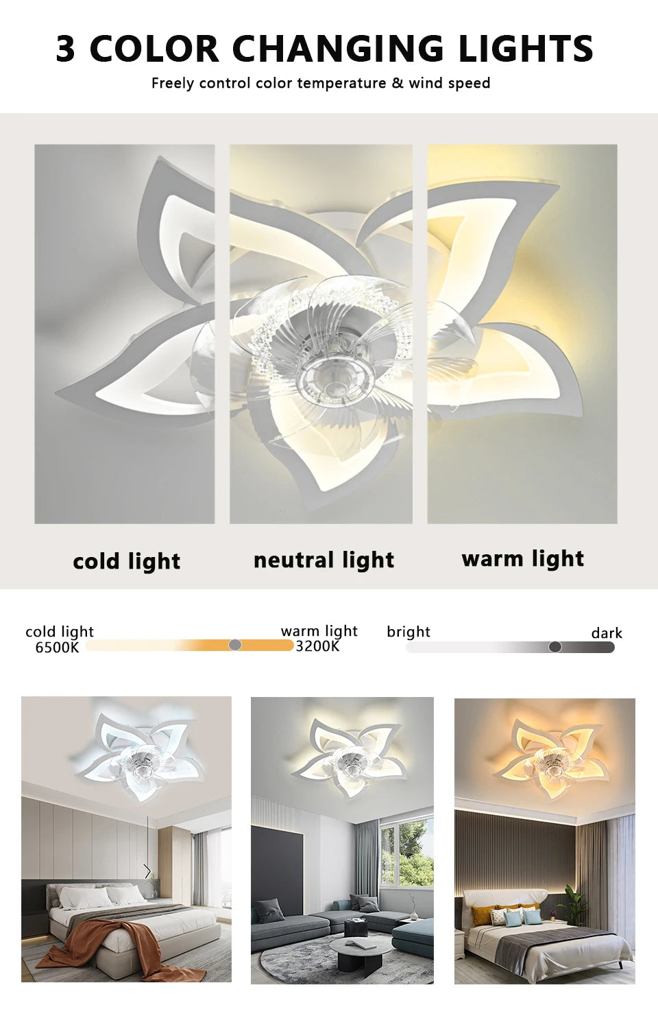 IRALAN Ceiling Fans With Lights Smart Switch Modern Led Ceiling Fan Lamp Minimalist For Living Room Bedroom Home Decor Fan Lamp