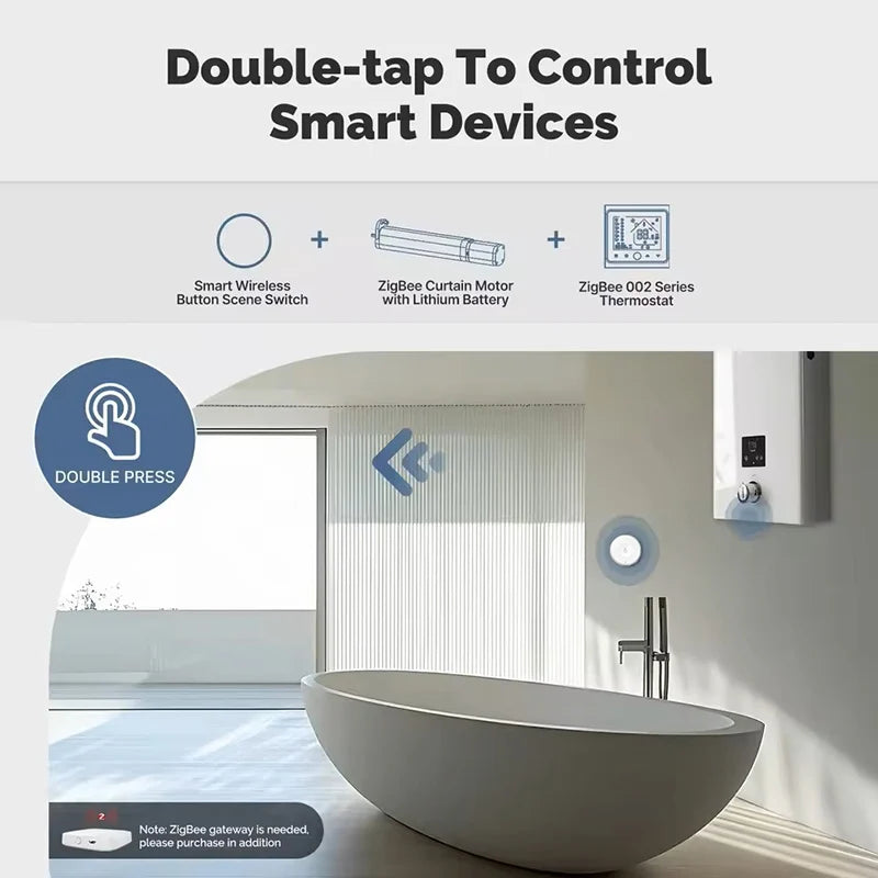 Smart Scene Switch Wireless Zigbee Tuya, Mini Remote Control for Smart Life, Create 3 Scenes, Perfect for Bedroom Kitchen