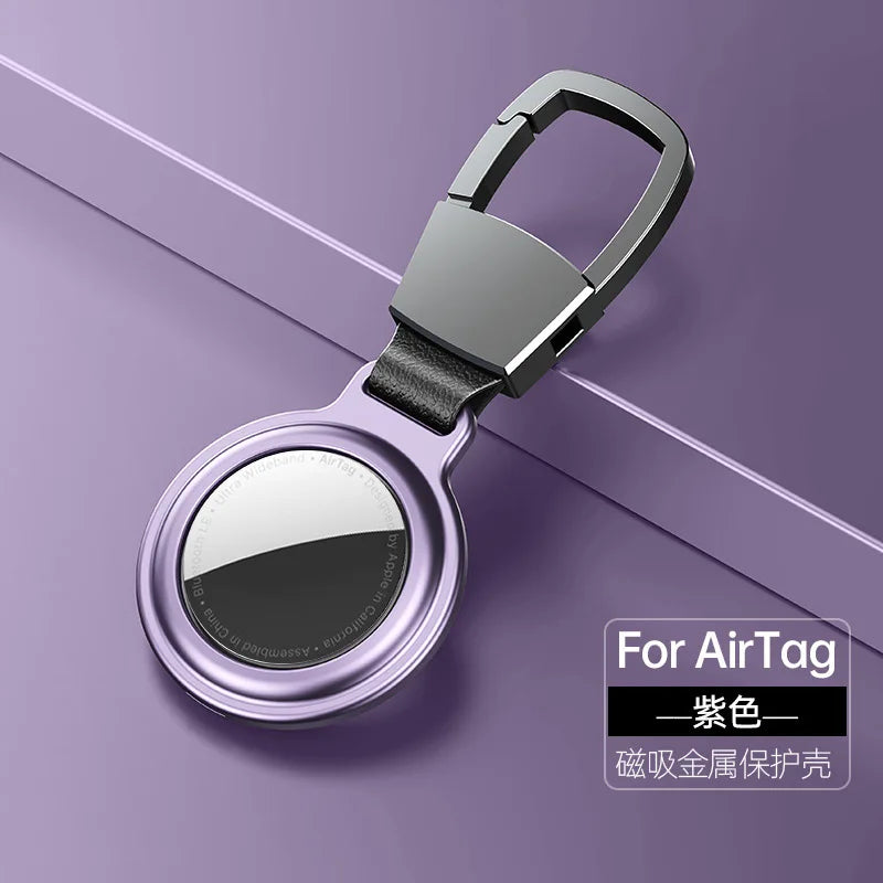 Luxury Metal Magnetic Adsorption Cover For Apple Airtag Locator Protective Sleeve Case For Air Tags Keychain Protector Bumper