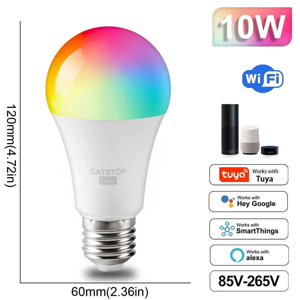 RGB Smart LED Bulb Dimmable Tuya Gu10 C37 A60 T37 E14 E27 B22 Light Wifi Magic Lamp AC 110V 220V Works with Alexa Google Home