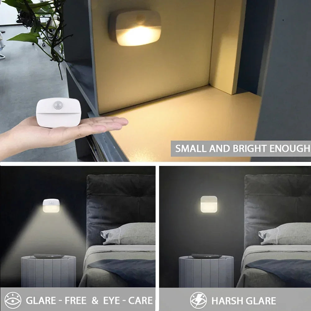 Auto ON/OFF LED Smart Night Lamp Under Cabinet Light PIR Motion Sensor Kitchen Bedroom Light for Night Cupboard Closet Stairs