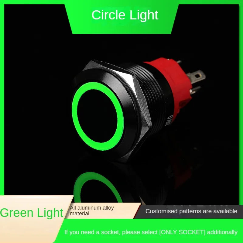 16/19/22mm Latching Push Button Switch 12/24/220V On Off BLack with LED  for with Wire Socket Plug Self-Locking/Self-reset power