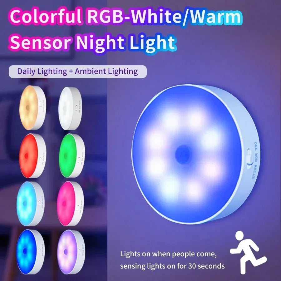 Smart Human Sensor LED Night Light USB Charging Wireless Magnetic Mount Emergency Auto Lighting Lamp for Home Office Hallway