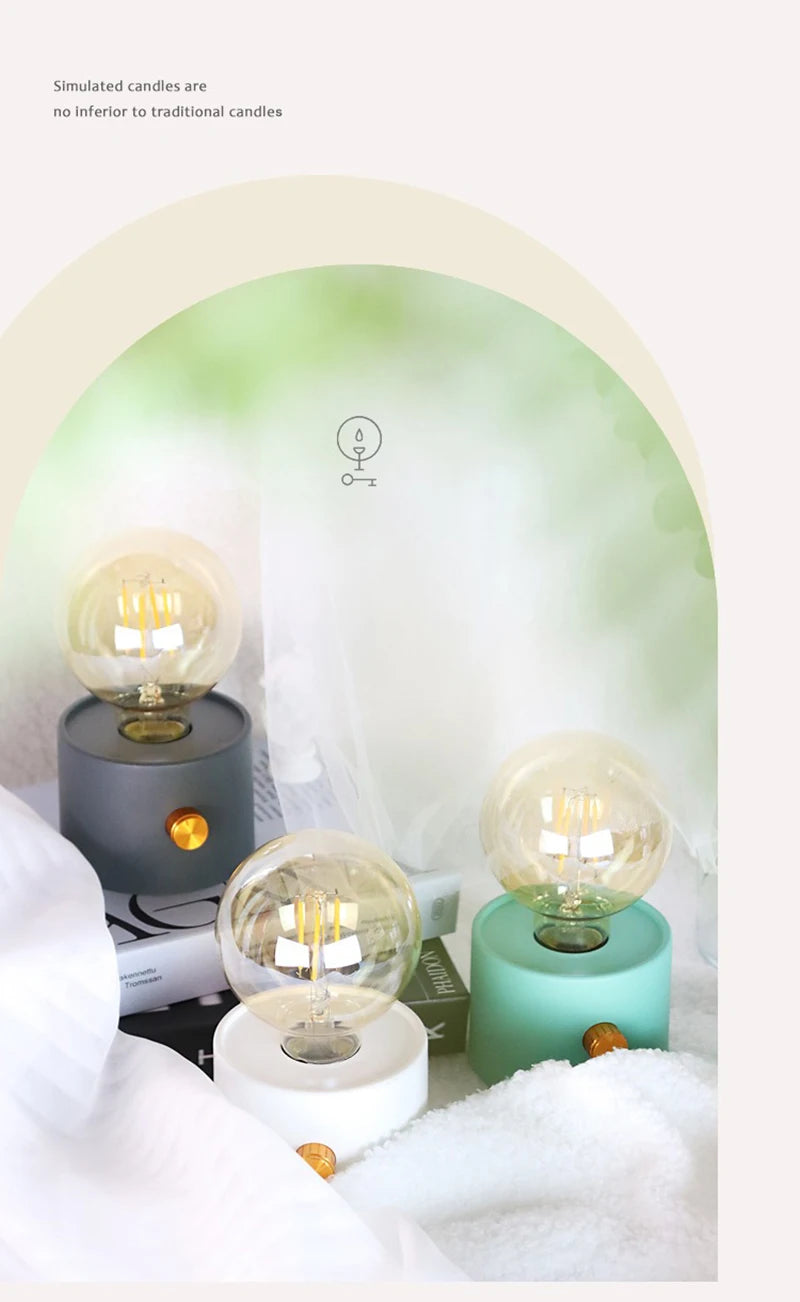LED Night Light Battery Powered Bulb Lamp Desktop Office Light Retro Bulb Shape Night Light For Baby Room Bedroom Corridor Lamp
