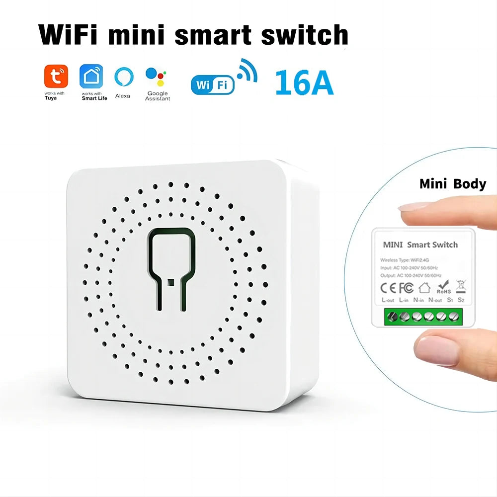 16A Mini Tuya Wifi Smart Switch 2 Way Control DIY Light Switches Alexa Yandex Alice Smart Google Home APP Voice Control