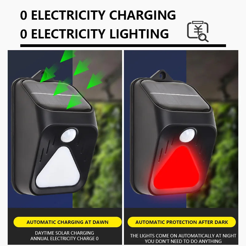 Waterproof Solar Powered Alarm Light Remote Control Motion Sensor Detector Siren Strobe Alarm Pet For Home Yard Outdoor Security