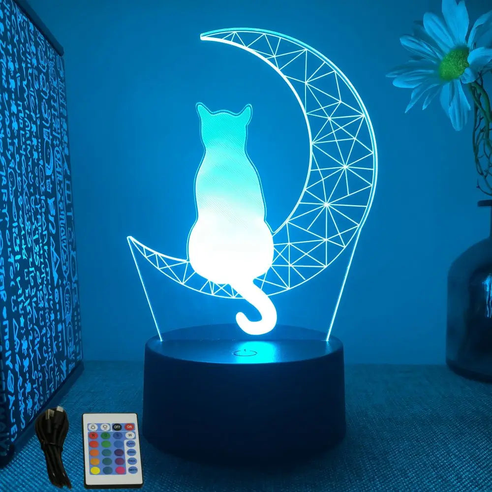 Cute Cat 3D Lamp LED Night Light Table Lamps Nightlight for Children's Lights Smart Touch Home Bedroom Desk Decor Birthday Gifts