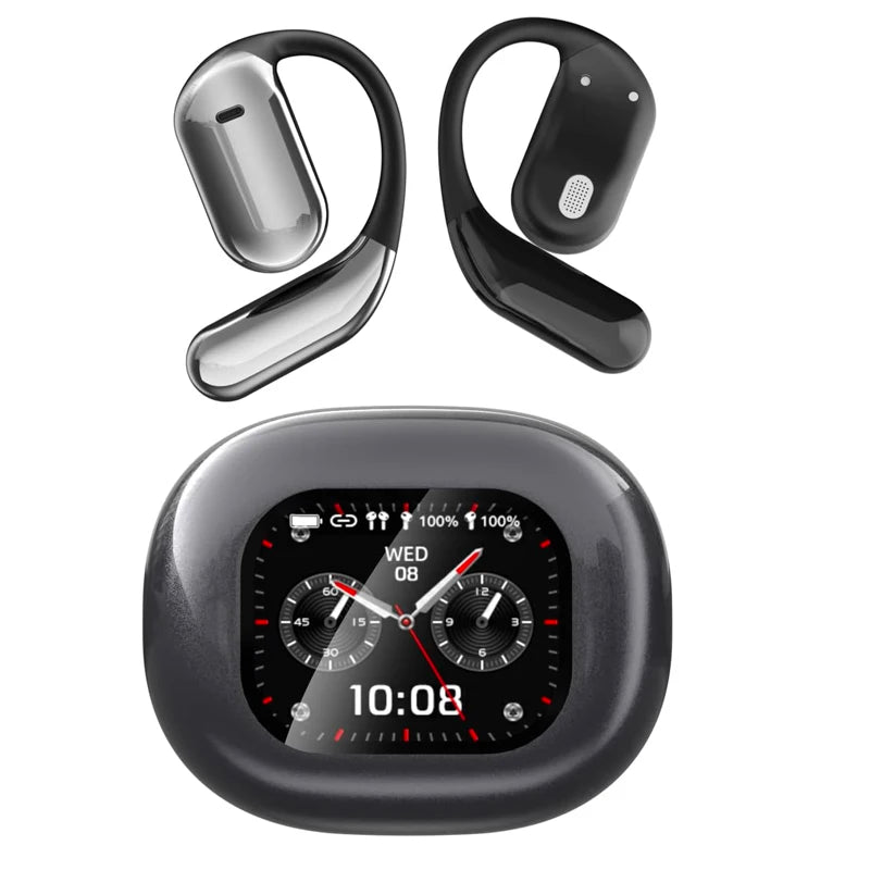 UYUXIO AI Language Translation Earbuds Real Time LCD Touch Screen Open Ear Wireless Headphone with 144 Language for Business