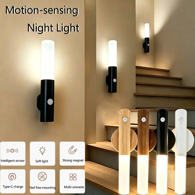LED Night Light USB Charging Intelligent Human Induction For Bedside Cabinet Home Wardrobe Lighting Motion Sensor Light Led Lamp