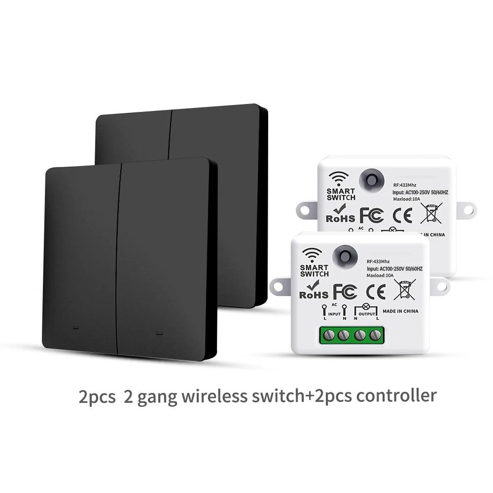 RF433 Self-Powered Wireless Light Switch, Kinetic Energy No Battery,Long Range Wall-Penetrating Signal, Easy Retrofit for Home
