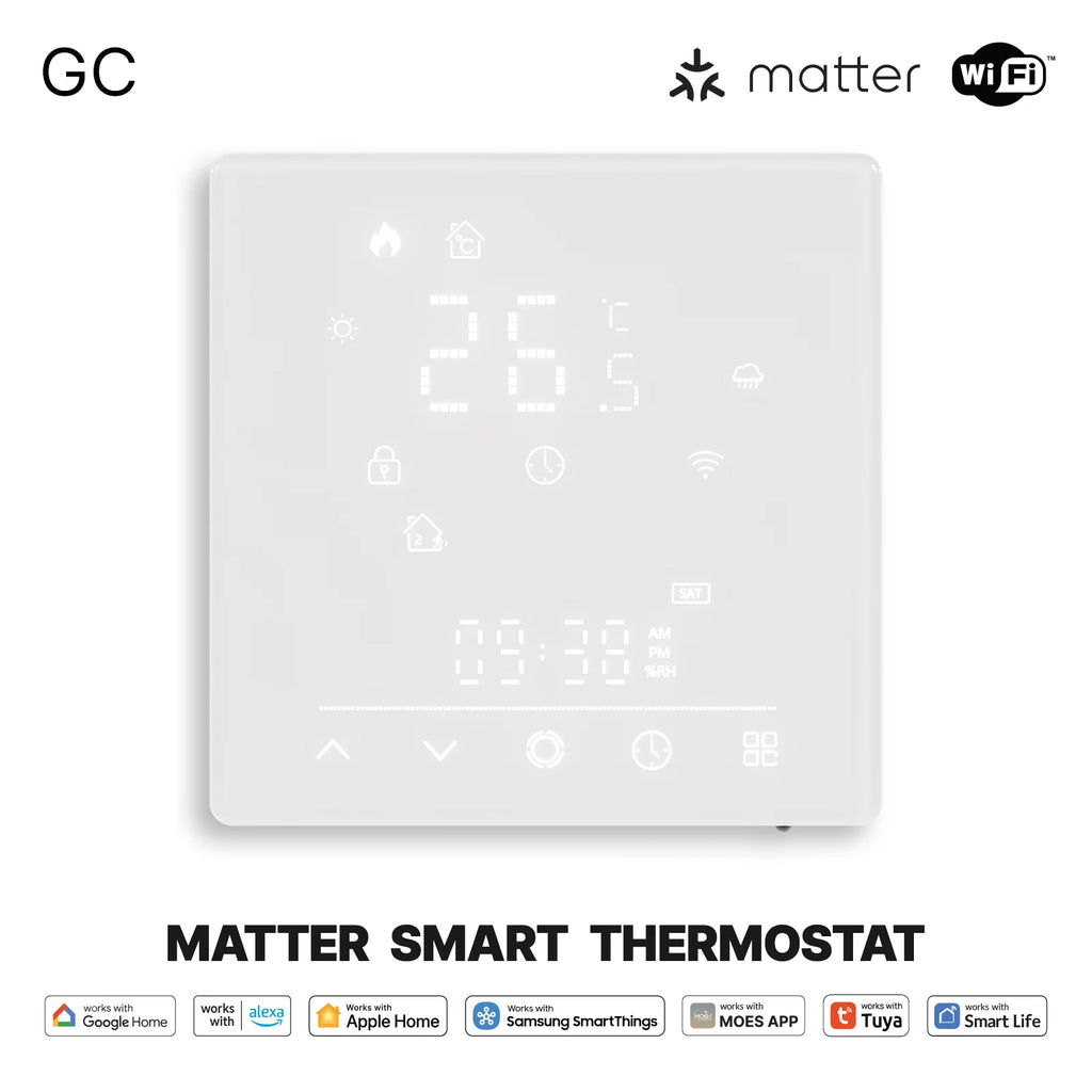 MOES Matter WiFi Smart Thermostat Temperature Controller Tuya Water Boiler Electric Heating With Alexa Google Apple Smartthings