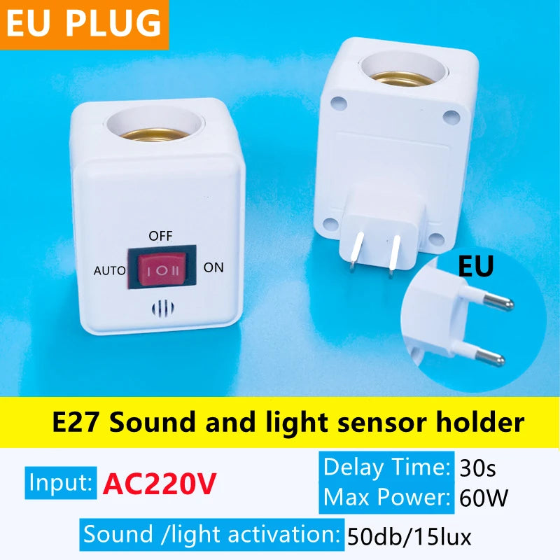 AC85-265V EU/US Plug E27 PIR Motion Sensor LED Switch Lamp Base Human Induction Light Bulb Holder Socket Adapter Converter