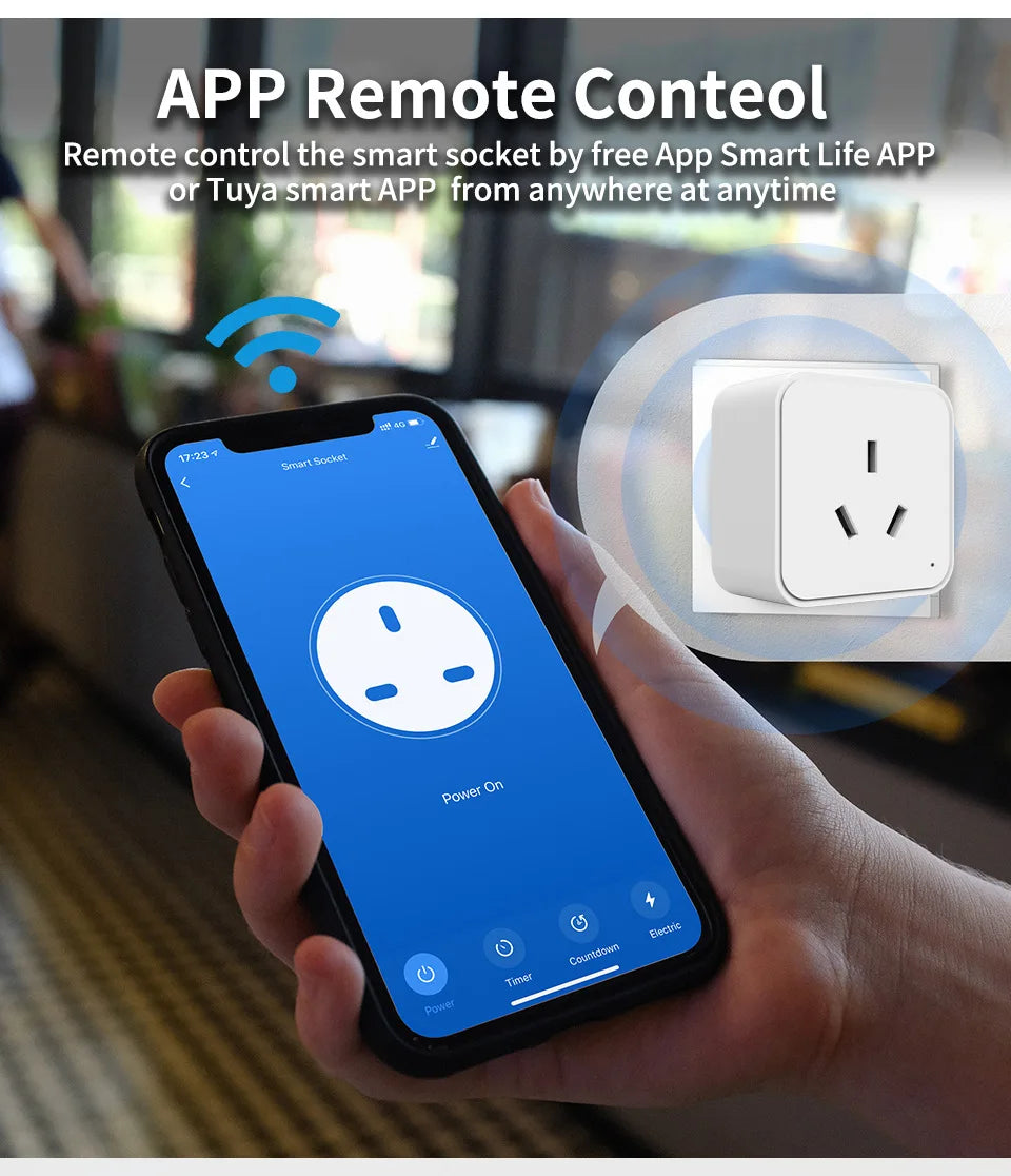 TUYA Australian and New Zealand standard smart socket voice control, wifi, mobile phone remote timing control