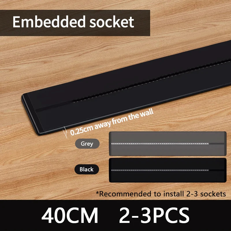Removable Power Track Rail Socket UK/EU/UN/US/Universal US/USB Type-C Wall Mounted/Embedded Socket Kitchen Bathroom Socket
