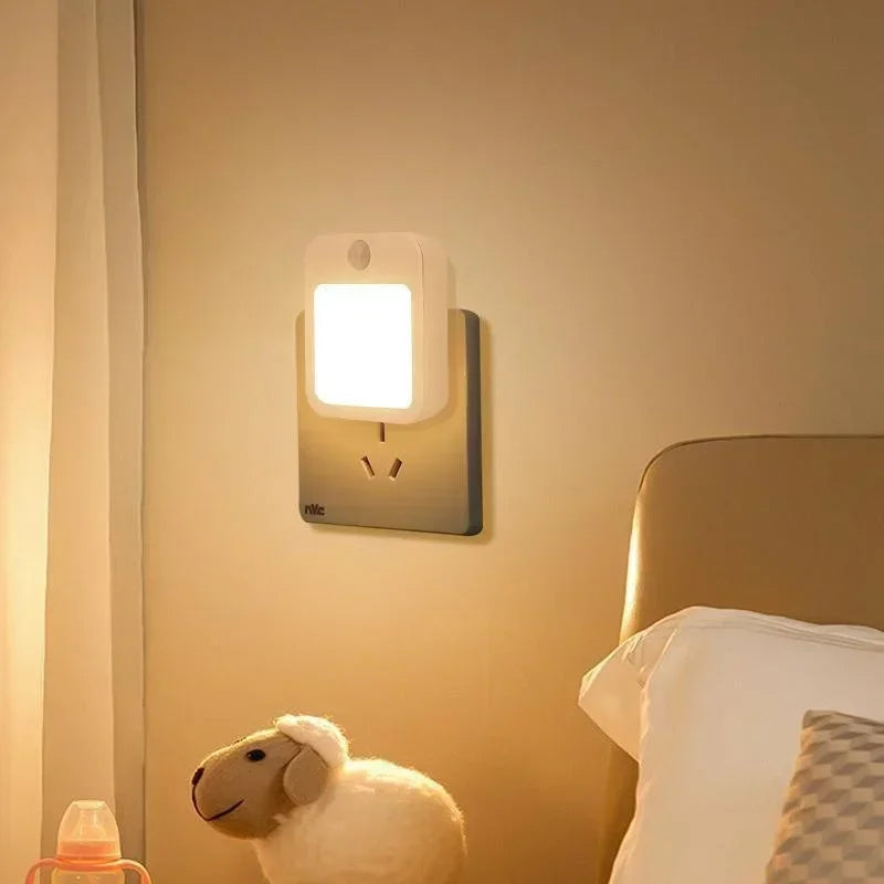 EU/US Plug Motion Sensor LED Night Lights  Dimmable Cabinet Light for Baby Bedside Bedroom Corridor Wireless Night Lamp Lighting