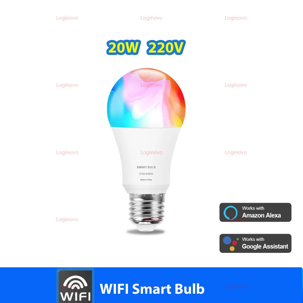 Tuya Wifi/Bluetooth Smart Bulb Alexa Led Lamp E27 RGB Smart Light Bulbs 110V 220V Smart Lamps For Google Assisatnt Smart Life