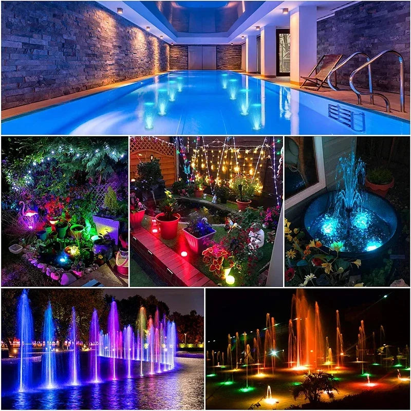 1-8 Pack Submersible LED Lights Waterproof Pool Light Underwater with 16 Colors, Remote Control for Aquarium,Vase, Bath,Hot Tub