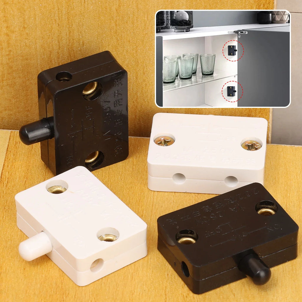 Wholesale Automatic Reset Cabinet Light Control Switch Wardrobe Closet Pantry White Black Normally Closed Lamp On Off Switch