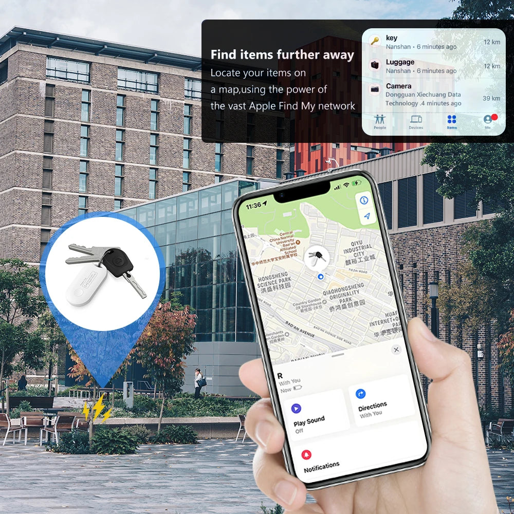 Global GPS Locator Mini Smart Tag Works with iPhone Find My APP Anti Lost Reminder Device Tracker for Car Wallet Key Finder