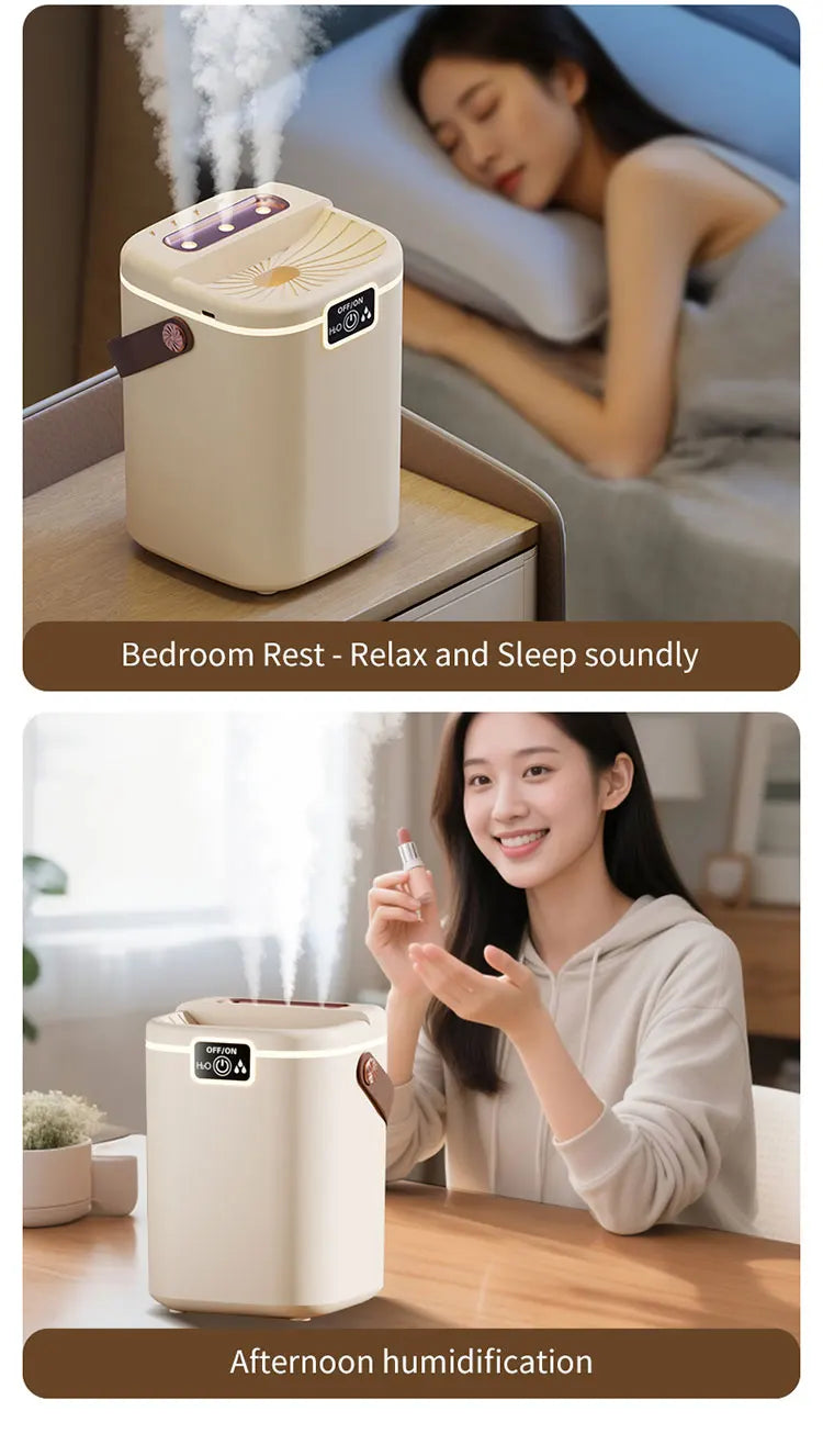 TINSOL 2L Large-Capacity Humidifier with Triple Nozzles and Night Light, Type-C Port, Air Purifier for Bedrooms and Living Rooms