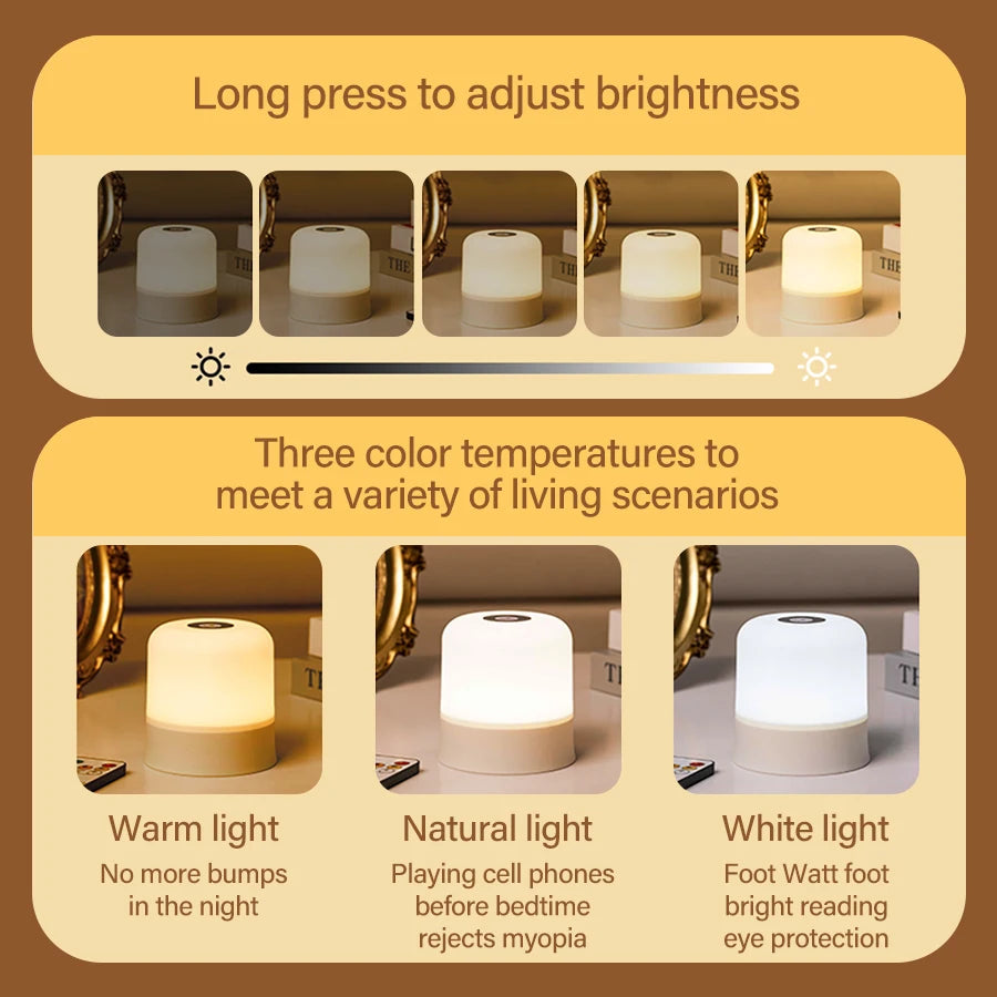 Table Lamp Bedside Lamp For Bedroom 16 Color Changing Touch Night Light RGB Remote Dimmable Rechargeable Portable Room Light
