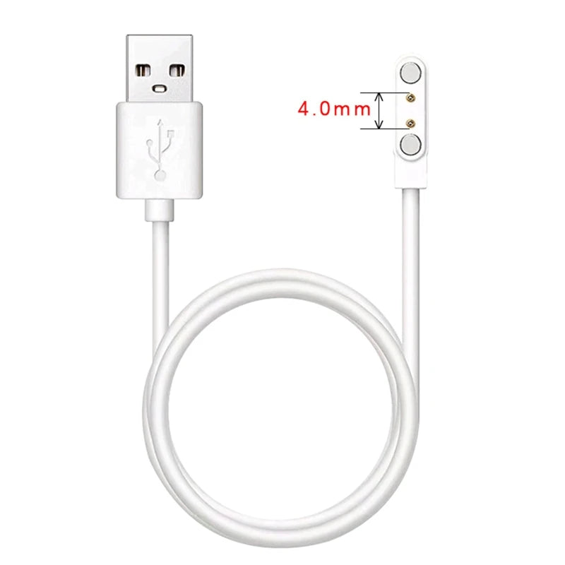 Universal 2Pin 4mm 7.62mm 4Pin Strong Magnetic Charge Cable USB Charging Line Cord Black White for Smart Watches