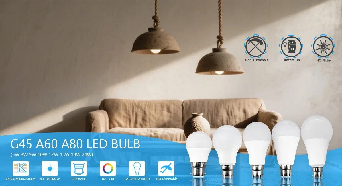 4PCS LED Bulb B22 Lamps 80-100LM/W 3W 8W 9W 12W 15W 18W 24W AC 220V 240V Lampada Light Bulbs LivingRoom Home Indoor LED Bombilla