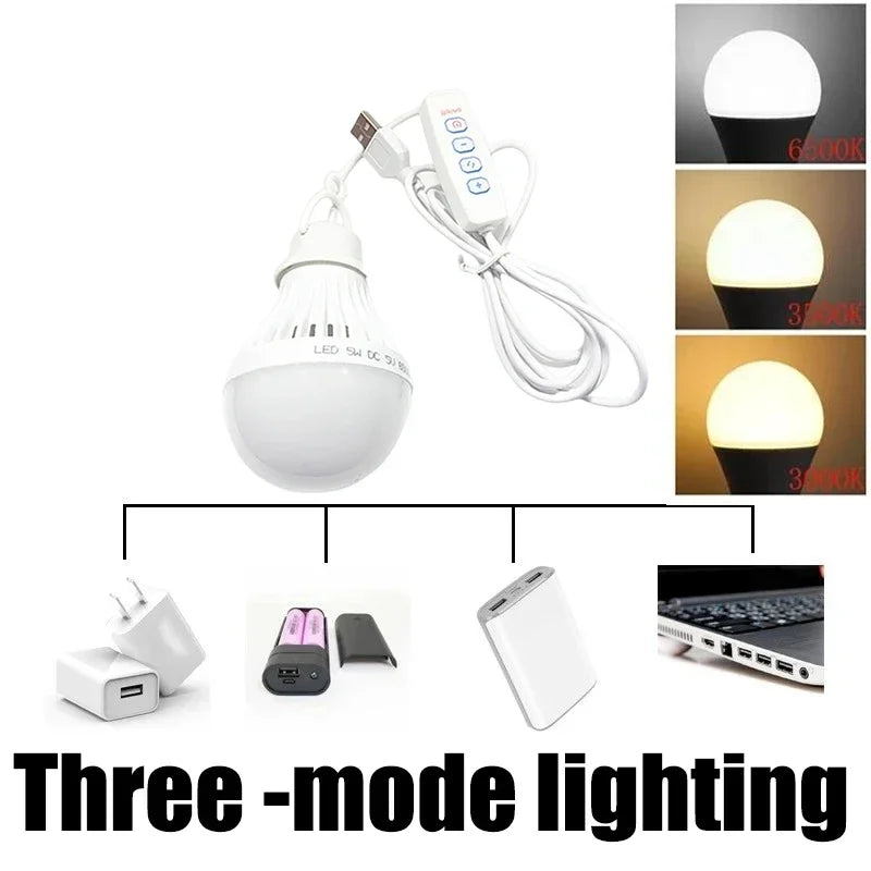 3/5/7W USB Lamp Bulb 5V Emergency Light Lamp LED USB Rechargeable Portable Camping Lantern For Outdoor Camping Tent Lighting
