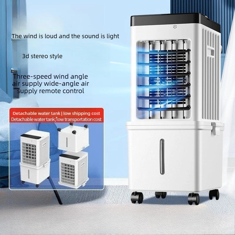 Smart Remote Control Air Cooler 3D Oscillating Energy Saving Quiet Air Conditioning Fan Wide-angle Air Supply for Home Office