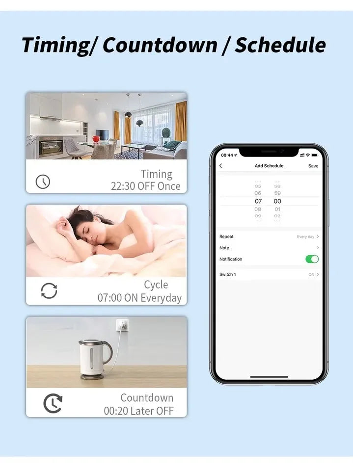 tuya Zigbee Smart Plug 20A EU Smart Socket With Power Monitoring Timing Function Voice Control Via Alexa Google Home Yandex
