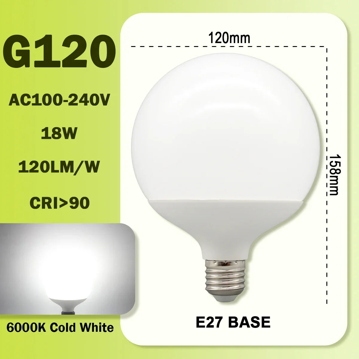 Energy Saving LED Bulb G80 G95 G120 Global Light Lamp E27 Bubble Ball Bulb 3PCS Pack RA90 White Warm White LED 110V 220V