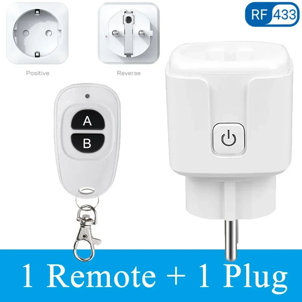 RF 220V 16A Electrical Socket 433MHz Wireless Remote Control Plug 3000W EU FR Standard,for Home LED/Light/Fan/Lamp ON OFF