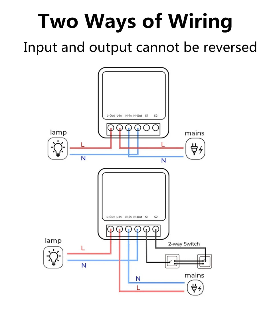 16A Mini Wifi DIY Light Switches Module 2-way Control Work With Tuya Smart Life Alexa Alice Google Home