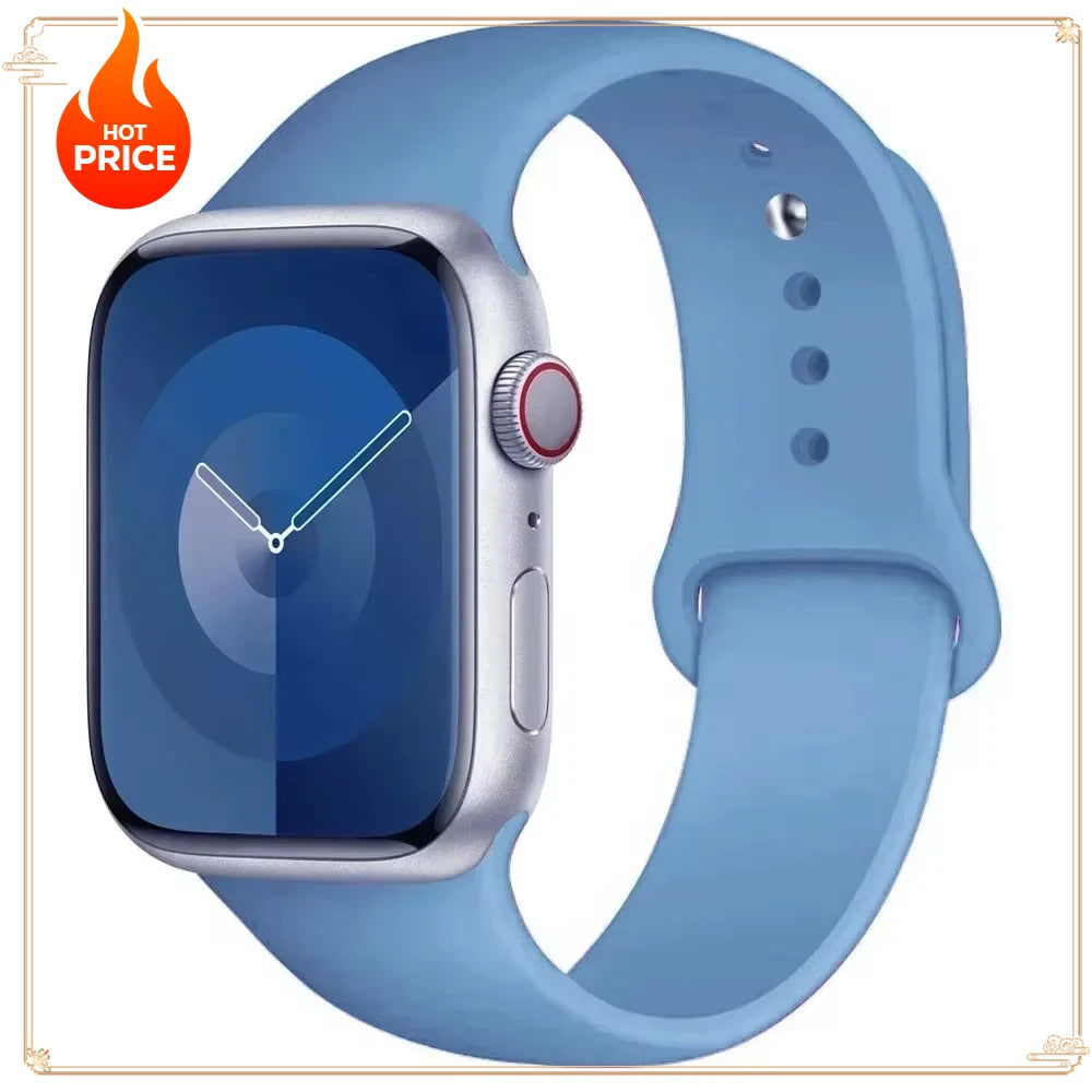 Original Silicone Strap for Apple Watch Band 38/40/41/42/44/45/46MM 49mm Bracelet for Iwatch Serie 10 9 7 4 5 6 8 SE Ultra 2 3