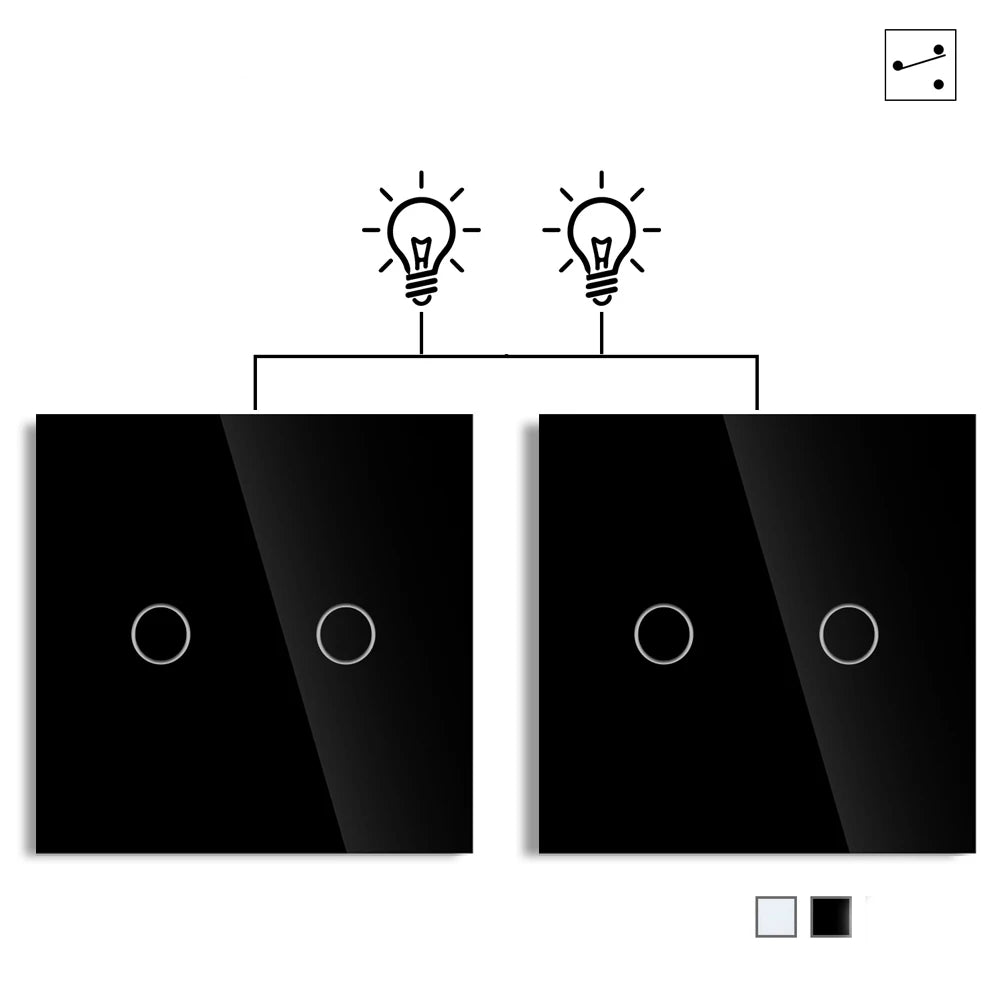 1/2gang 2way Dual Switch Wall Touch Switch EU Standard Light Switches For Staircase Bedside Switches Bedroom 240V No Wifi